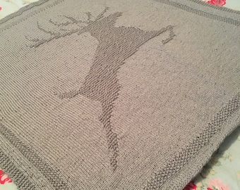 Knitting Pattern, Stag, Reindeer, Blanket, Picture Blanket, PDF download