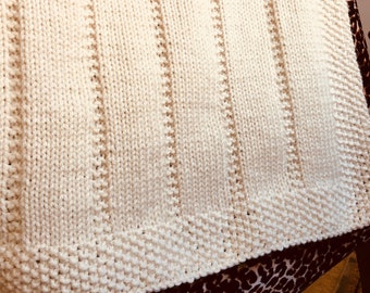 Knitting Pattern, Simple Stripes Blanket, ENGLISH,  Baby Blanket, Throw, Aran, Worsted, Instant Download