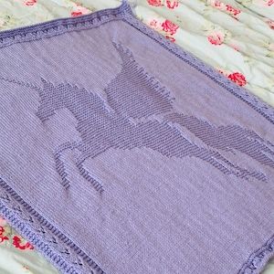 Knitting Pattern, Unicorn Picture Blanket, PDF, Instant Download, Bed spread, throw