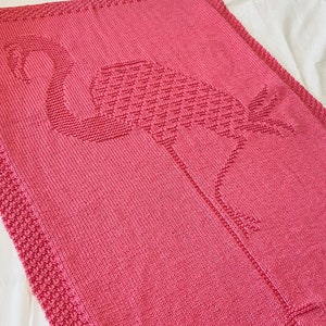 Knitting Pattern, Flamingo Blanket, Picture Blanket, Throw, Baby Blanket, Girls room