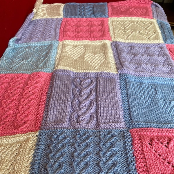 Strickanleitung, Herz Patchwork-Decke, PDF, Instant Download