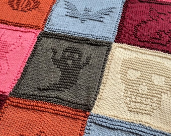 Knitting Pattern, Halloween Patchwork Blanket, PDF, Instant download