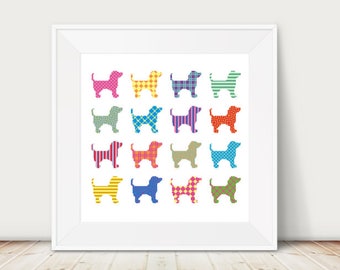 Geometric Puppies, Cross stitch, PDF, Instant download