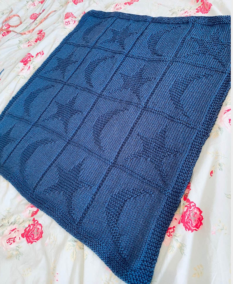 Knitting Pattern, Moon and Star Blanket, PDF, Instant Download, Baby ...