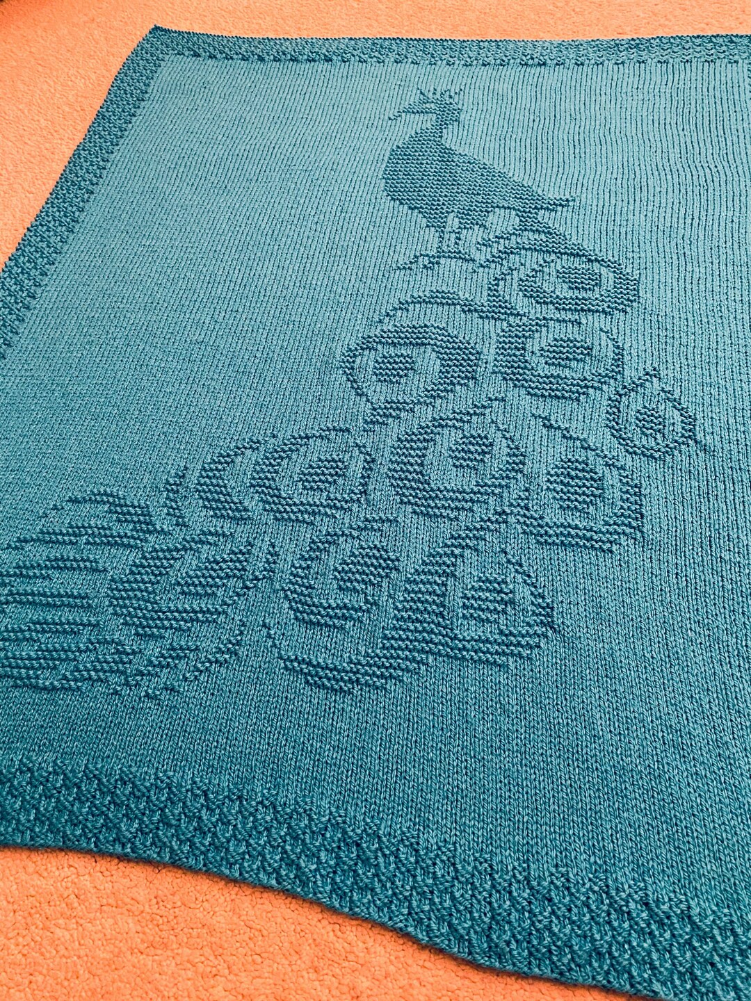 Knitting Pattern, Peacock Blanket, Picture Blanket, PDF, Instant