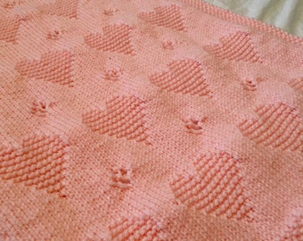 Hearts Baby Blanket Knitting Pattern (PDF)