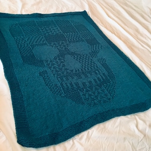 Knitting Pattern, Skull Picture Blanket, Textured, PDF, Instant Download