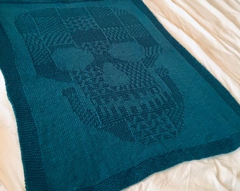 Knitting Pattern, Skull Picture Blanket, Textured, PDF, Instant Download