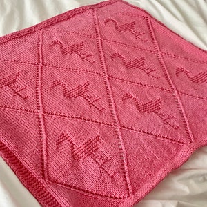 Knitting Pattern, Diamond Flamingo Blanket, PDF, Instant Download, Afghan,