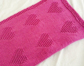 Knitting Pattern, Love Heart Baby Blanket, PDF, Instant Download, Baby, Pram