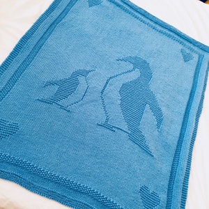 Knitting Pattern, Penguin Blanket, Baby, Throw, Instant Download, PDF image 1