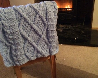 Knitting Pattern, Multi Cable Baby Blanket, Pram, Baby, Cosy, PDF, Chunky