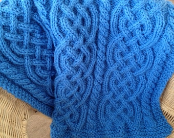 Knitting pattern, Celtic Cable Baby Blanket, Pram, Chunky, PDF, Instant Download