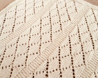 Knitting Pattern, Lace Column Blanket, Pram, PDF, Instant Download, Baby