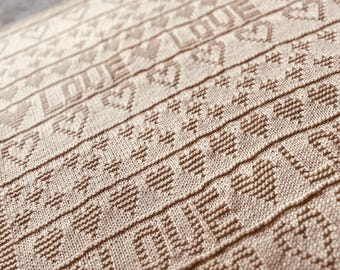 Knitting Pattern, Love Sampler Blanket, Instant Download, PDF, Throw, Baby blanket
