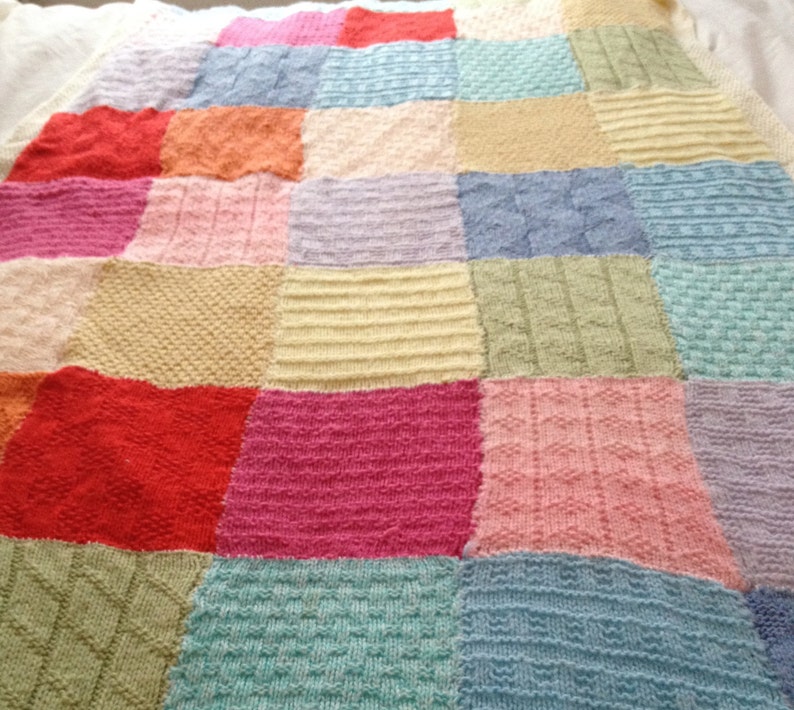 Knitting Pattern Patchwork Baby Blanket PDF Instant Etsy UK
