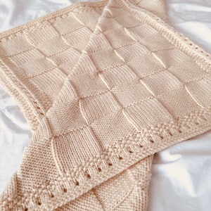 Knitting Pattern, Bordered Basket Weave Blanket, Easy, Instant Download, PDF, Baby Blanket