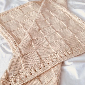 Knitting Pattern, Bordered Basket Weave Blanket, Easy, Instant Download, PDF, Baby Blanket