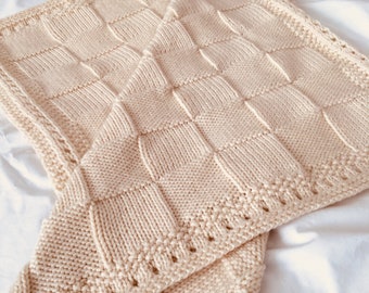 Knitting Pattern, Bordered Basket Weave Blanket, Easy, Instant Download, PDF, Baby Blanket