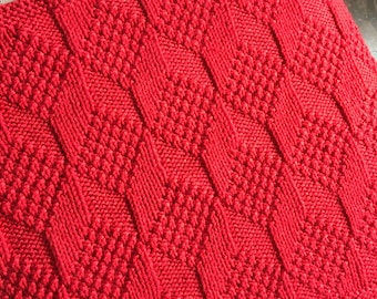 Knitting Pattern, Textured Block Blanket, Baby blanket, Throw, Instant Download, PDF