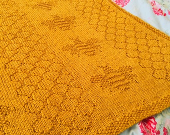 Knitting Pattern, Bumble Bee Blanket, PDF, Instant Download, Baby Blanket