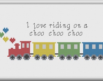 Train Cross Stitch Pattern, PDF, Instant Download, Nursery, Baby,