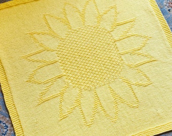 Knitting Pattern, Sunflower Blanket, Picture Blanket, PDF, Instant Download, Flowers