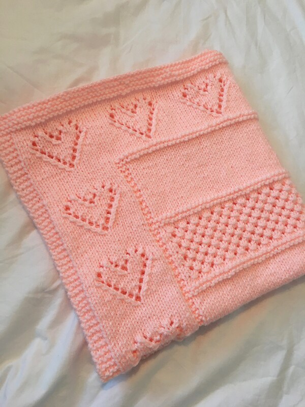 Easy Knit Heart Baby Blanket PDF Pattern Etsy Canada
