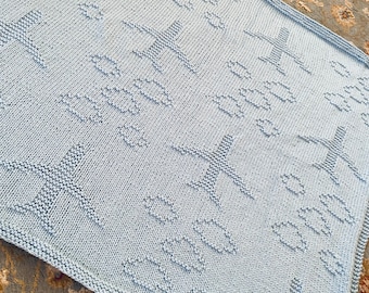 Knitting Pattern, Aeroplane Blanket, PDF, Instant Download, Baby Blanket
