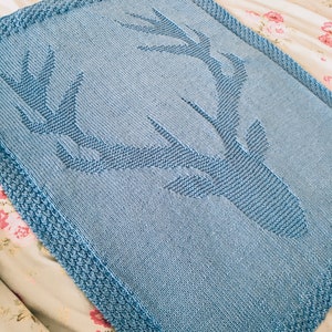 Strickanleitung, Hirschkopfdecke, Bilderdecke, einfach, Diagramm, PDF, Sofort Download