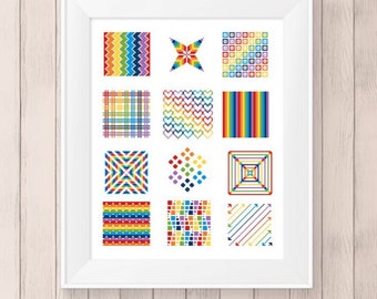 Patch work Cross Stitch 2, Pattern, PDF, Instant Download, DMC