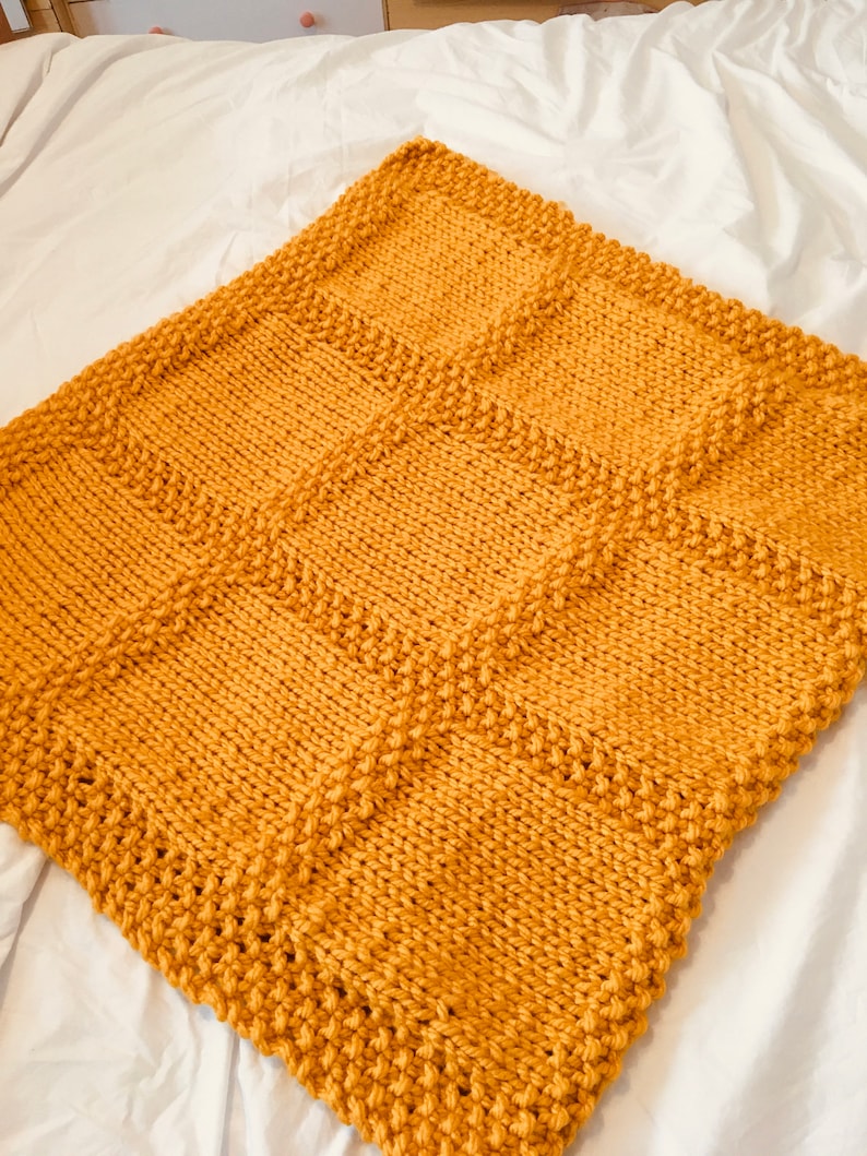 Easy Knitting Pattern Squares Bed Runner PDF Instant Etsy UK