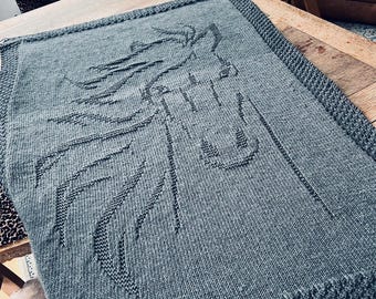 Knitting Pattern, Spirit Horse Blanket, Picture Blanket, PDF, Instant Download
