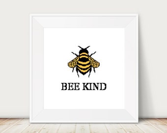 Bee Kind Cross Stitch Pattern, PDF, Instant Download