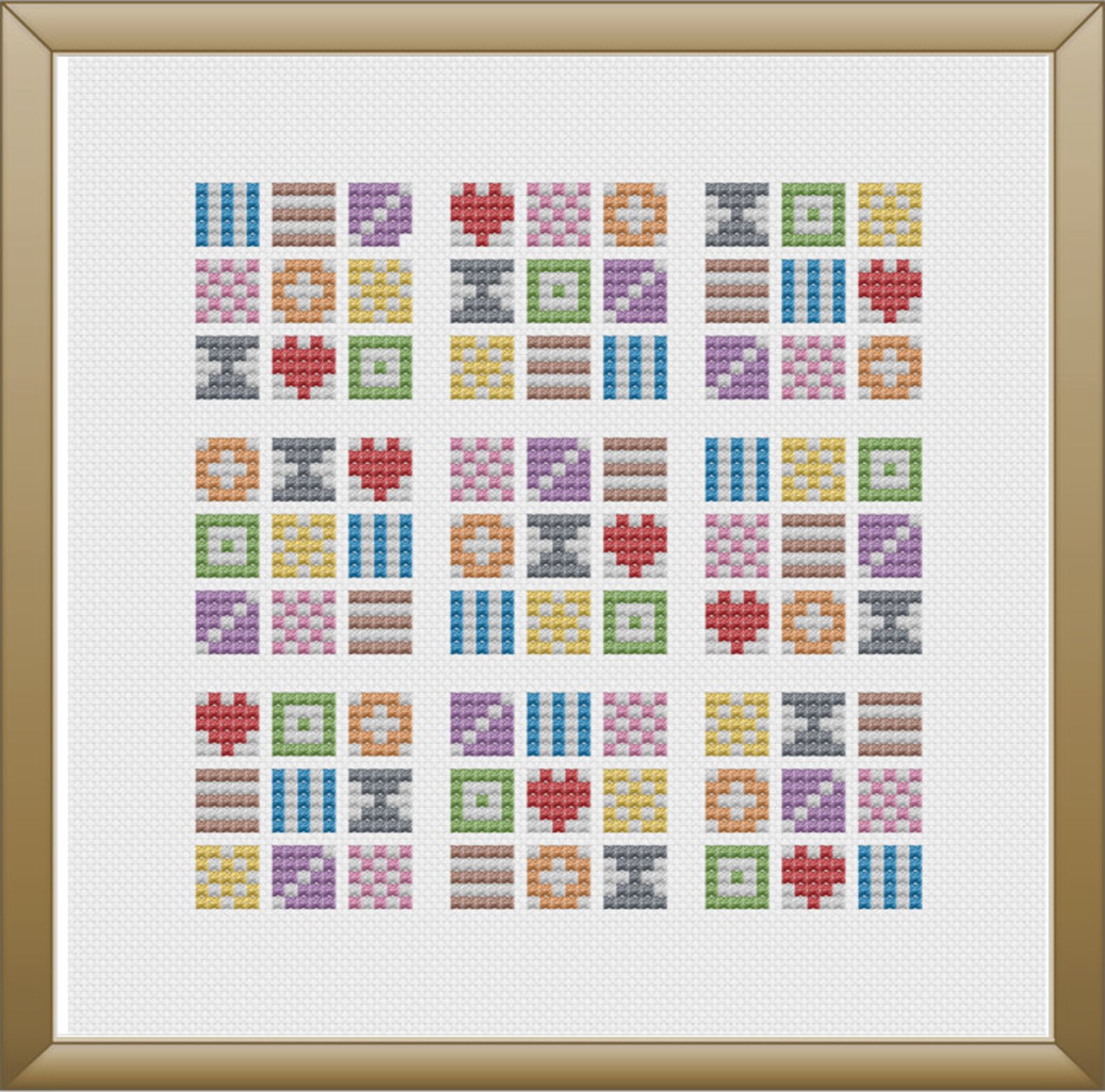 Sudoku Shape Cross Stitch Pattern DMC Threads Instant Etsy