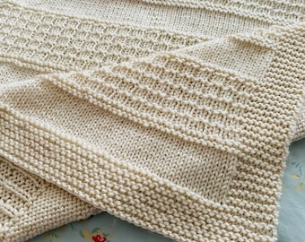 Knitting Pattern, Soft Stripe Blanket, Baby Blanket, Easy Knit, PDF, Instant Download