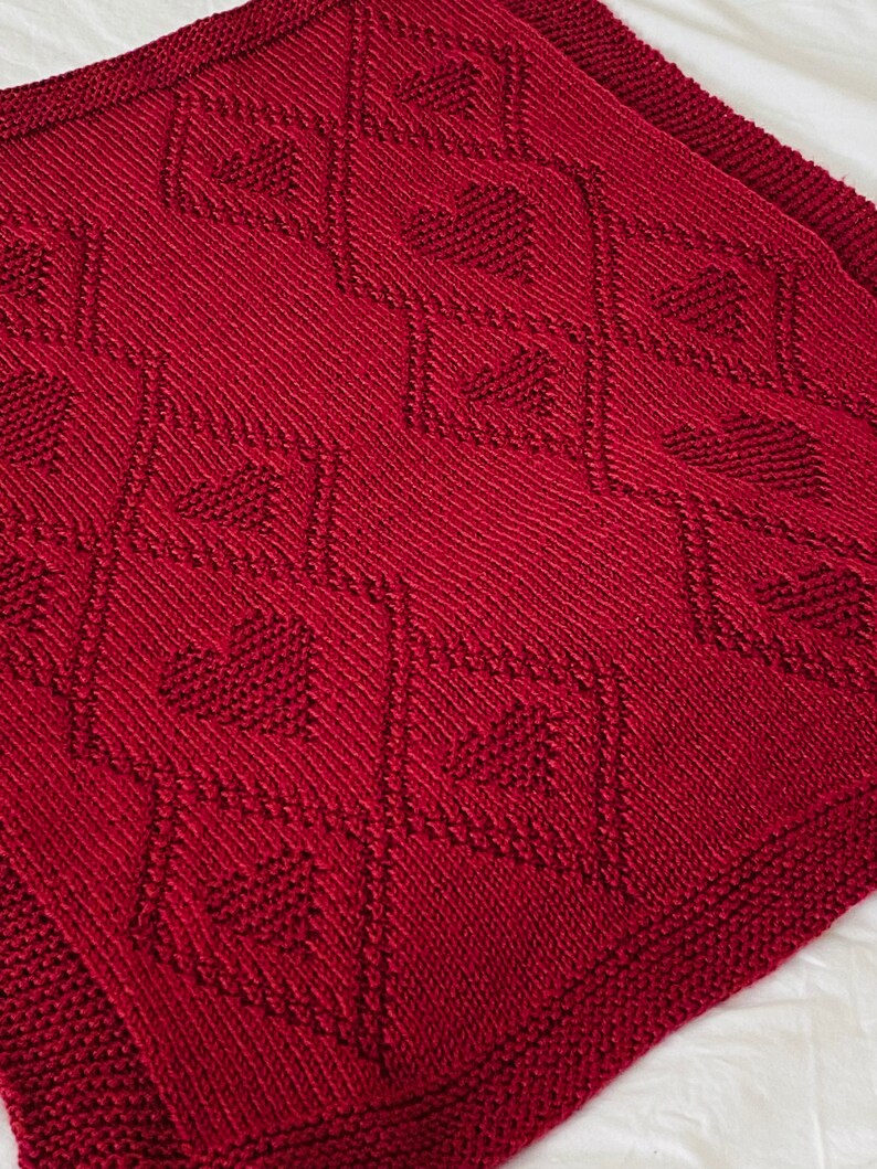 Knitting Pattern, Love Rug Blanket, Throw, Baby Blanket, PDF download, Instant Download image 2