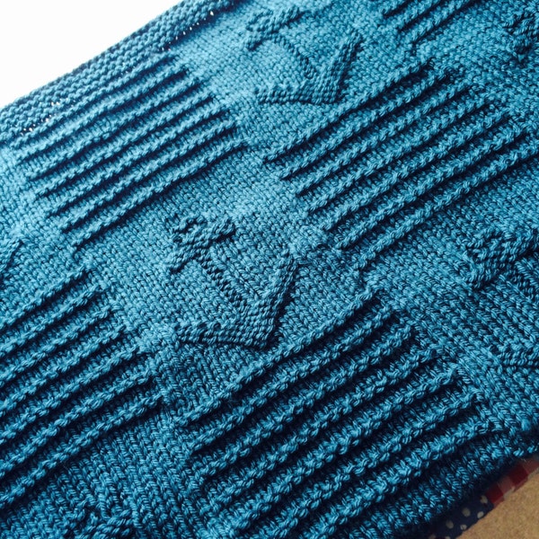 Knitting Pattern, Nautical Baby Blanket, PDF, Instant Download, Baby, Anchor, Throw