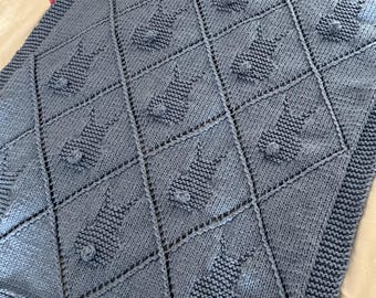 Knitting Pattern, Diamond Bunny Blanket, PDF, Instant Download, Baby blanket