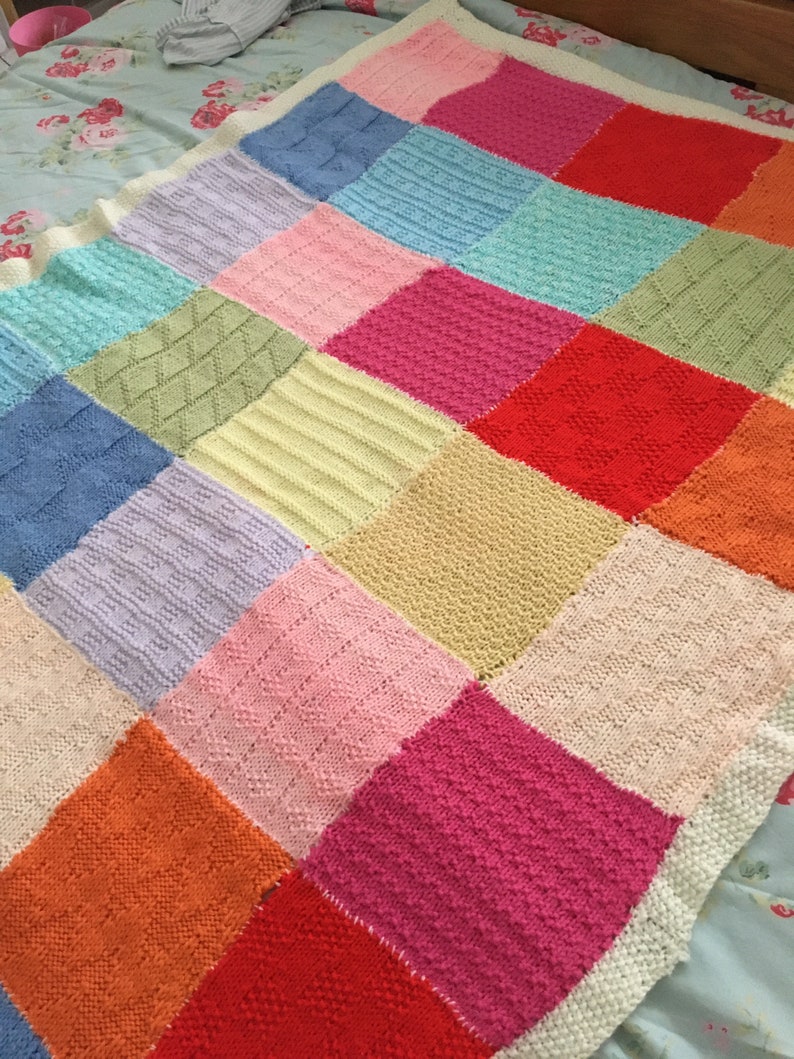 Knitting Pattern Patchwork Baby Blanket PDF Instant Etsy UK