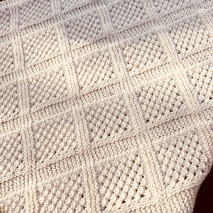 Knitting Pattern, Lace Panel Blanket, Textured, Cosy, Aran, Worsted weight, baby, Instant Download