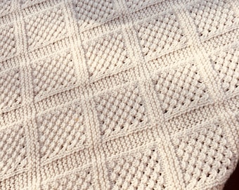 Knitting Pattern, Lace Panel Blanket, Textured, Cosy, Aran, Worsted weight, baby, Instant Download