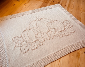 Knitting pattern, Pumpkin Patch Blanket, PDF, Instant Download, Aran, Worsted, Baby, throw