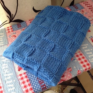 Easy Baby Blanket Knitting Pattern Chunky Check Basketweave - Etsy