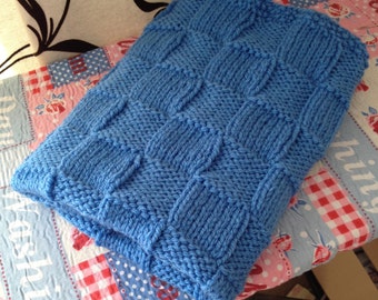 Easy Baby Blanket Knitting Pattern! Chunky Check, Basketweave, PDF