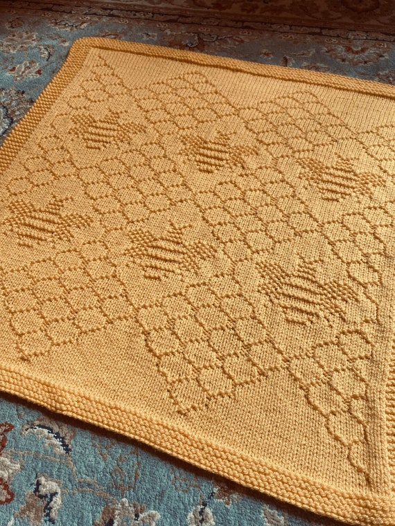Knitting Pattern, Honey Bee Blanket, Instant Download, PDF