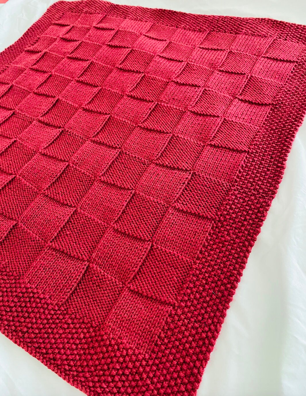 Knitting Pattern Seeded Border Basket Weave Blanket Throw Etsy UK