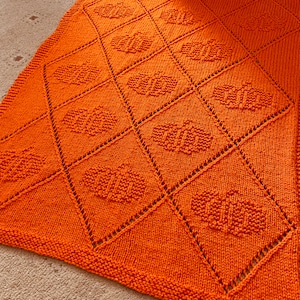 Knitting Pattern, Pumpkin Diamond Blanket, PDF, Instant Download, Halloween, Spooky