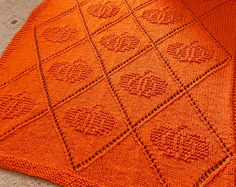 Knitting Pattern, Pumpkin Diamond Blanket, PDF, Instant Download, Halloween, Spooky