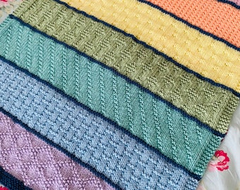 Knitting Pattern, Colourful Sample Blanket